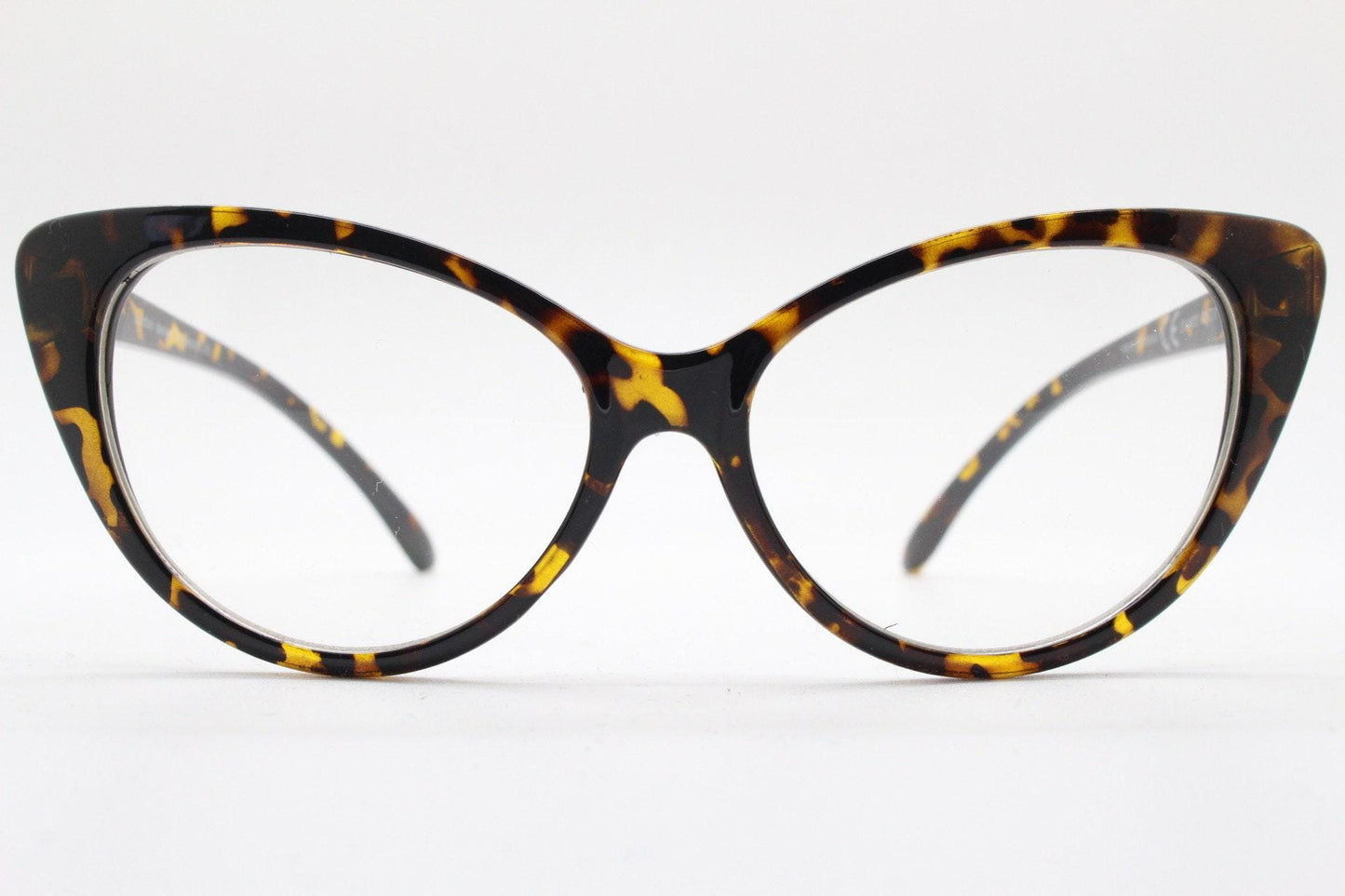 Pointed cat eye glasses. Tortoise vintage clear lens optical frames. Y2K womens prescription eyeglasses. 50s design rockabilly spectacles