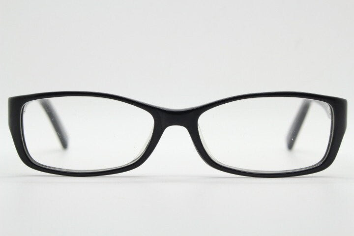 Calvin Klein rectangular glasses model 5714. Black gloss low profile acetate optical frames. Prescription eyeglasses. RX vintage spectacles