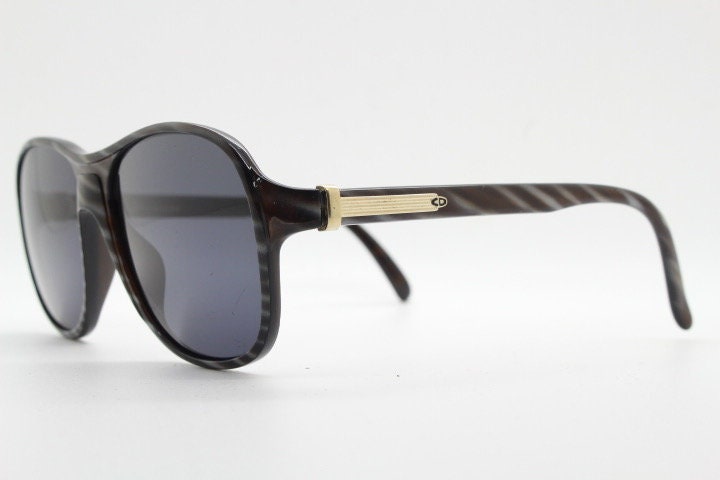 Christian Dior monsieur 80s vintage small square aviator sunglasses model 2311 made in Germany from Optyl. Grey striped frame. NOS
