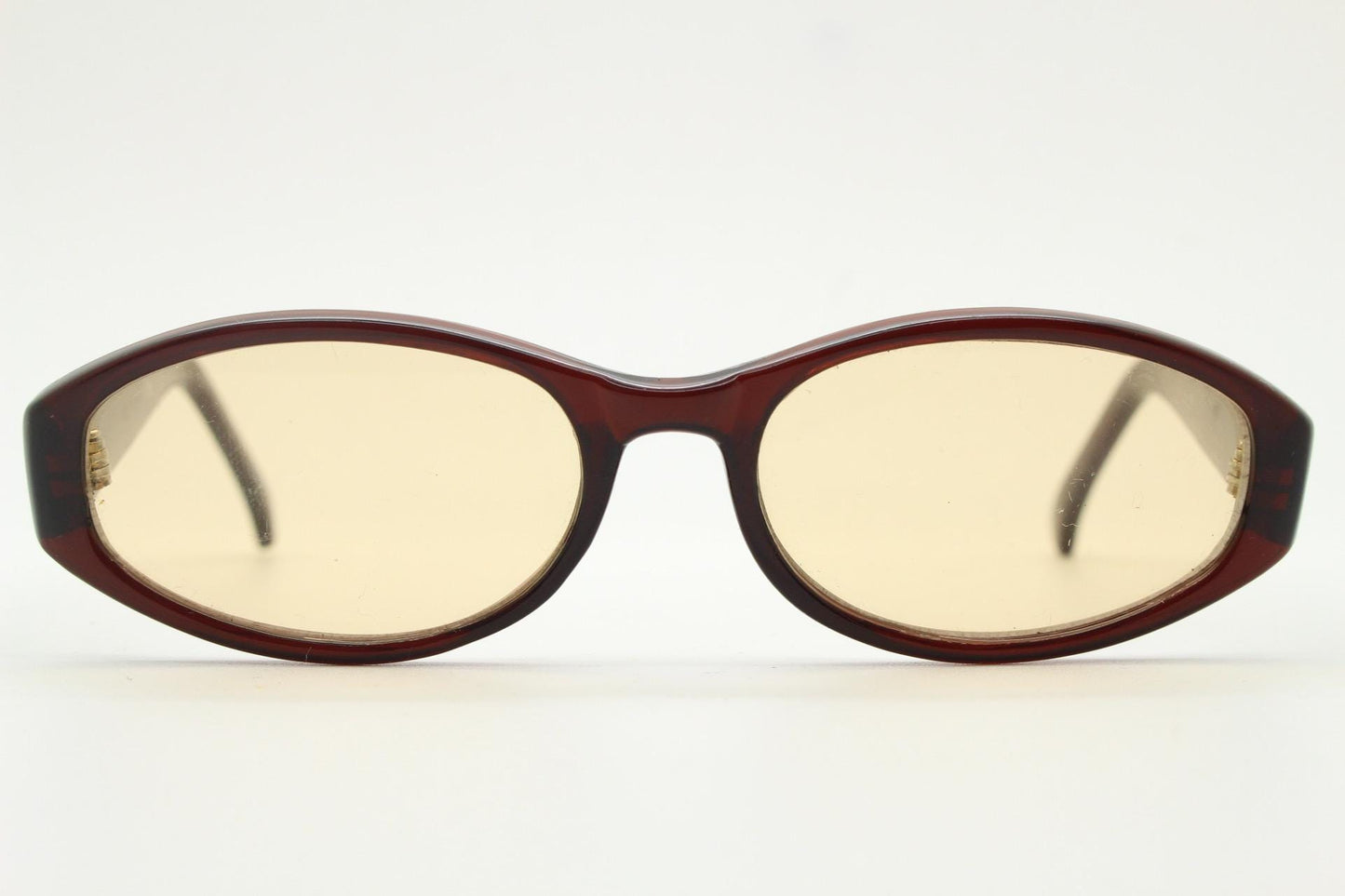90s vintage rectangular oval sunglasses. Low profile 60s design dark brown acetate frame with light tone lenses. BNWT. Small unused NOS