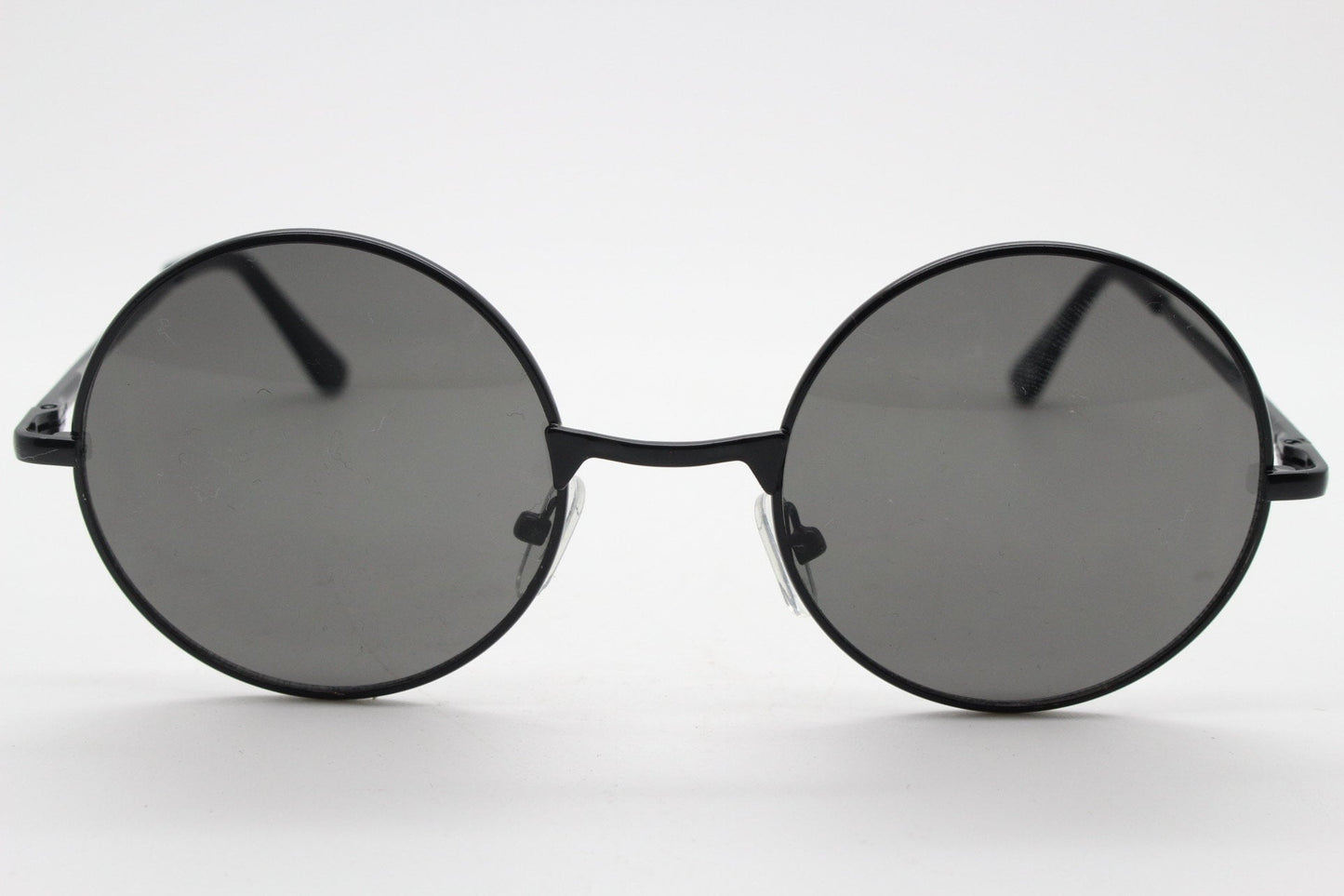 90s round vintage sunglasses. Small black metal frame with black lenses. 1920's style. John Lennon. Gojo Satoru. NOS