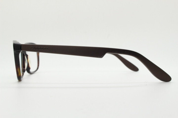 Carrera rectangular eye glasses. Mottled tortoise acetate optical frames with matt brown arms. Prescription eyeglasses. Vintage RX