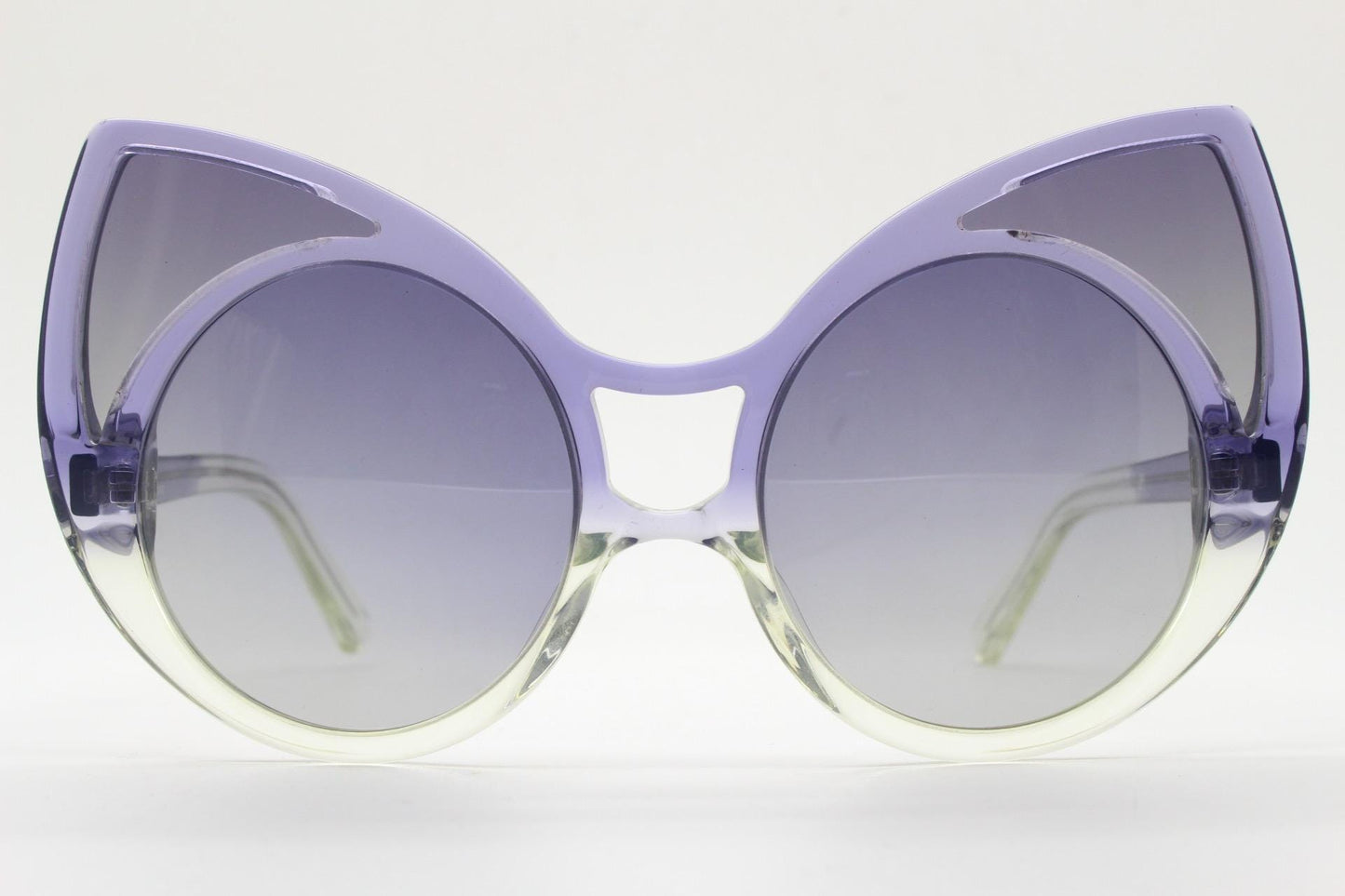 Linda Farrow huge cat eye sunglasses. Purple version of the true original that caused a million copies. Khaleda + Fahad Projects Vintage NOS