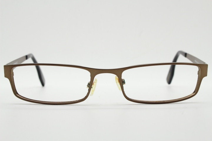 Hugo Boss vintage rectangular eye glasses. Handsome brown metallic finish optical frame. Prescription eyeglasses. RX spectacles