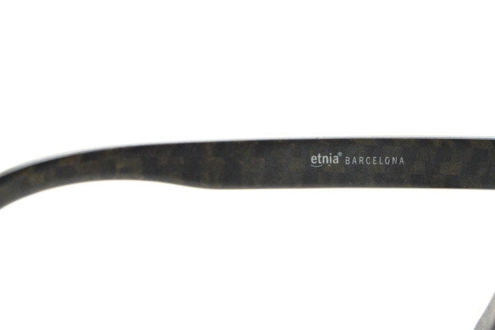 Etnia Barcelona rectangular eye glasses model Brighton. Dark check granite grey thick acetate optical frame. Prescription vintage RX