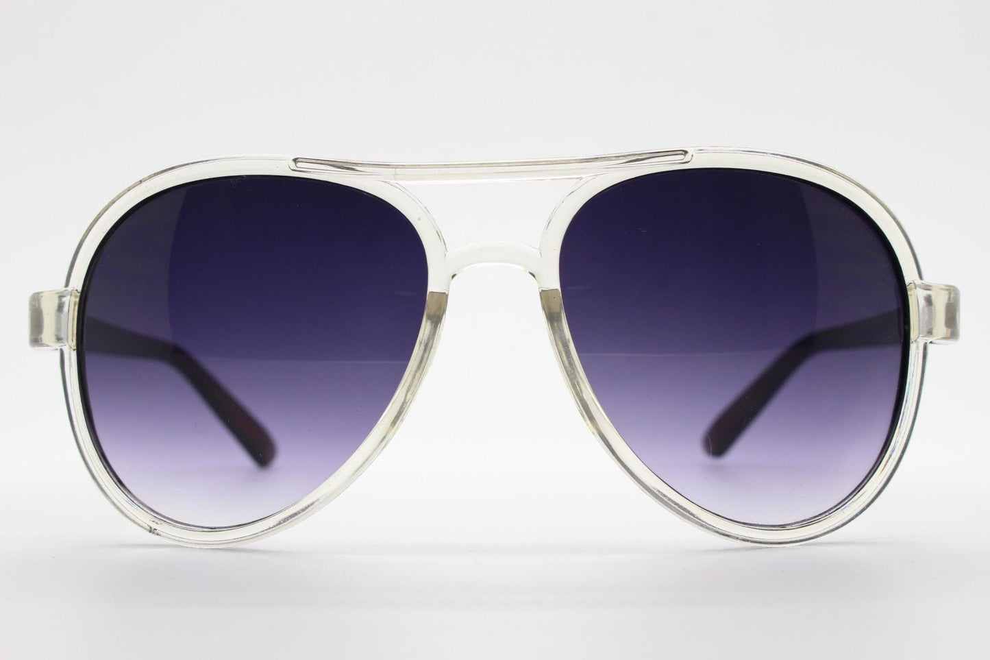 Y2K vintage aviator sunglasses. 2000's transparent and brown frame with with black graduating lenses. 70s design 00's NOS aviators.