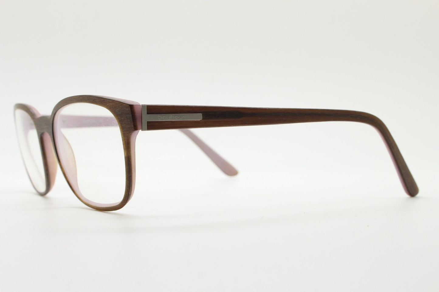 Bauhaus rectangular brown vintage eye glasses. Superior quality 'wood' look acetate optical frame. Prescription RX Spectacles