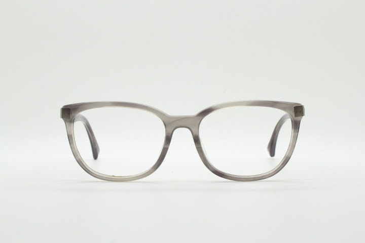 Calvin Klein rectangular eye glasses. Unisex transparent grey gloss acetate optical frames. Prescription eyeglasses. RX spectacles