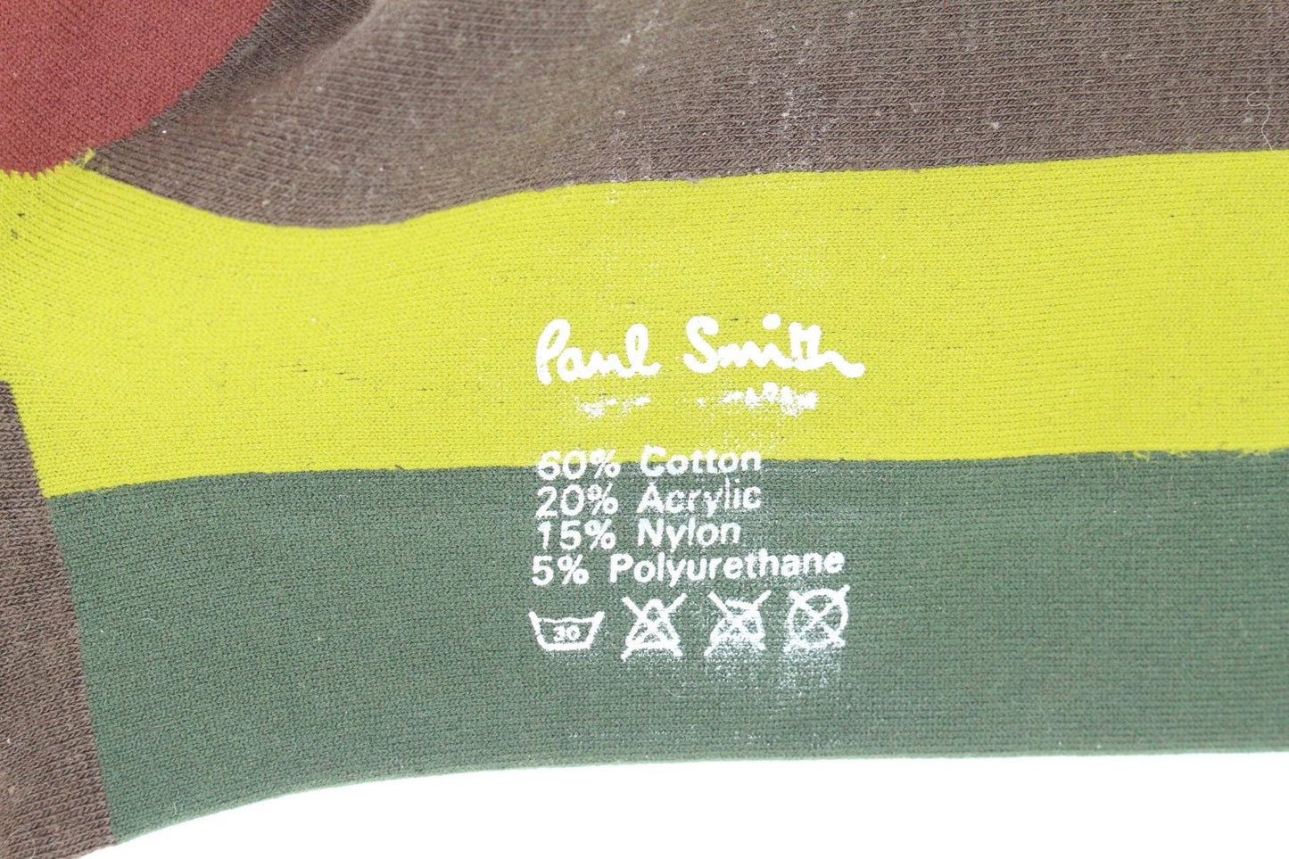 Paul Smith broad striped socks in green, brown and emerald tones with big circles. From the world famous Harrods store. Vintage NOS. BNWT