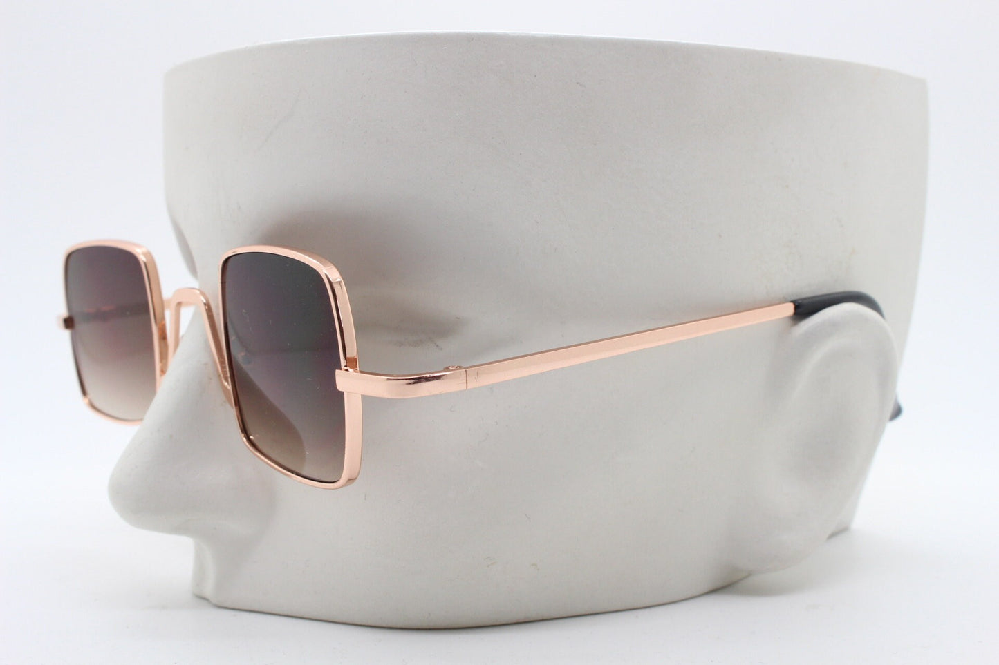 90s vintage small square sunglasses. Imposing minimal gold metal victorian style frame with brown lenses. Steampunk. Unused BNWT
