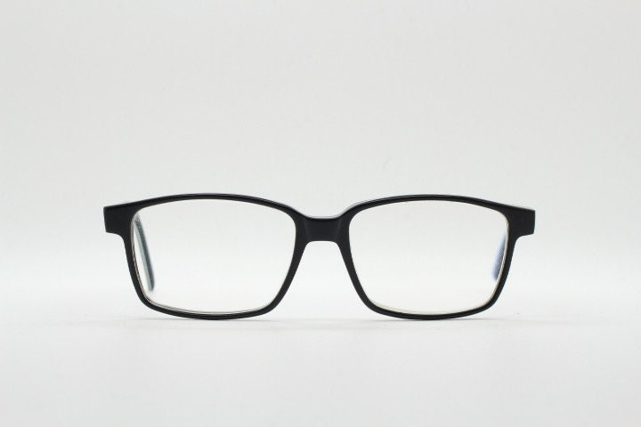 Carrera rectangular glasses. Black and white layered acetate optical frames. Prescription eyeglasses. Vintage RX spectacles