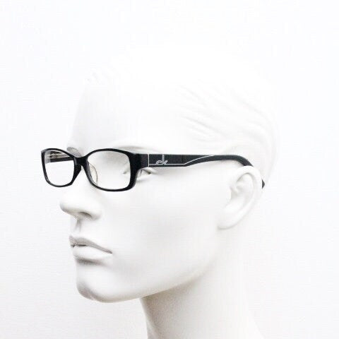 Calvin Klein rectangular glasses model 5714. Black gloss low profile acetate optical frames. Prescription eyeglasses. RX vintage spectacles