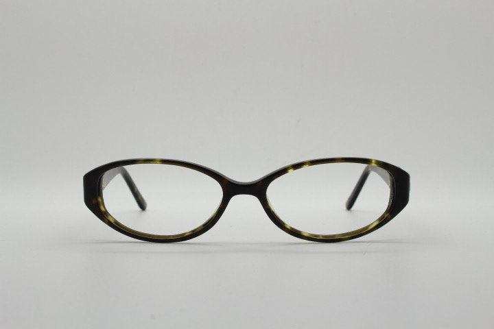 Lulu Guinness vintage oval eye glasses. Dark tortoise low profile optical frames. Prescription eyeglasses. RX spectacles
