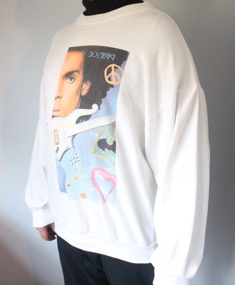 Prince fan collectors vintage 90s sweatshirt. Massive spell out 'Symbol' in song title graphic. Baggy crew neck pullover. Round neck jumper
