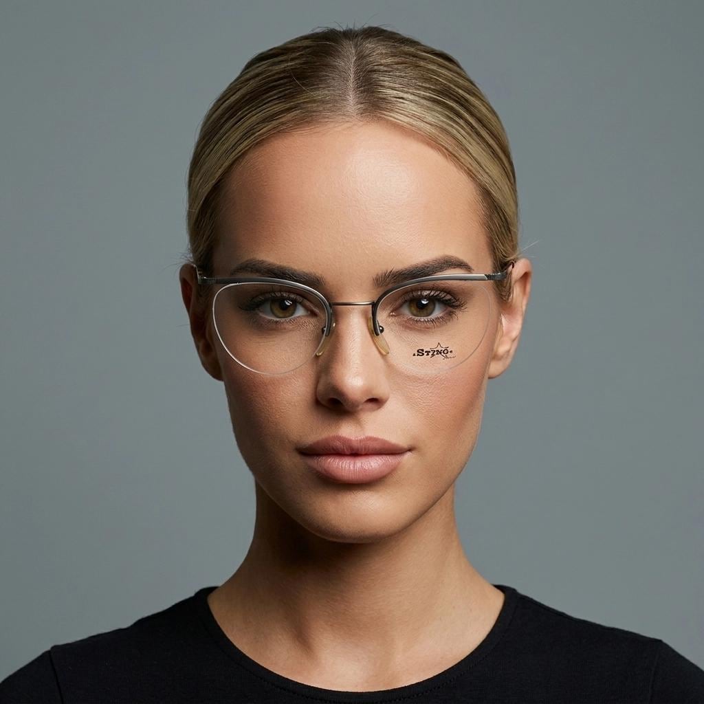 Sting 90s vintage round eye glasses. Minimal pewter finish metal half frame brow line optical frames. Prescription eyeglasses. RX. NOS