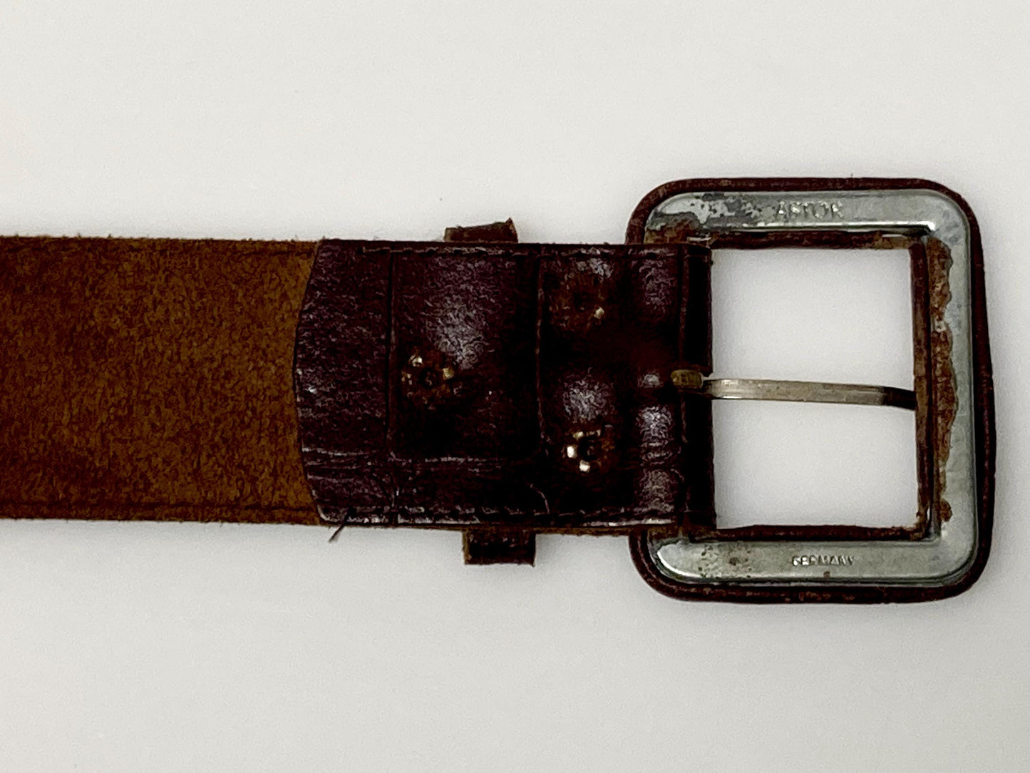 80s vintage womens dress or jeans belt with covered buckle by Astor. Genuine embossed leather made to look like crocodile. Made in Germany
