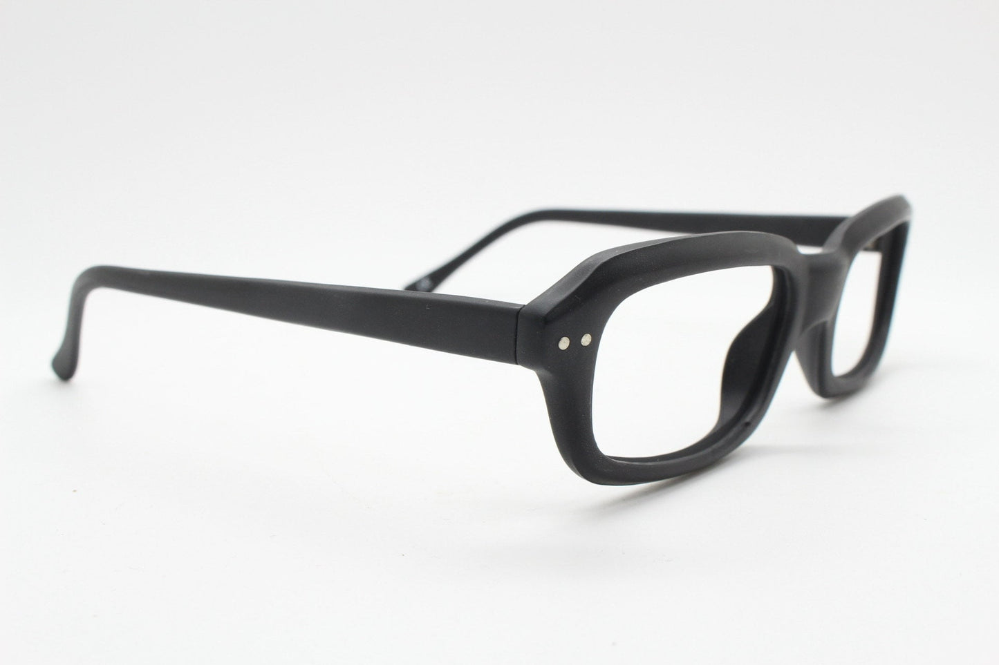 90s vintage black matt glasses. 60s design high quality rectangular optical frames. Prescription eyeglasses. RX Spectacles. BNWT NOS