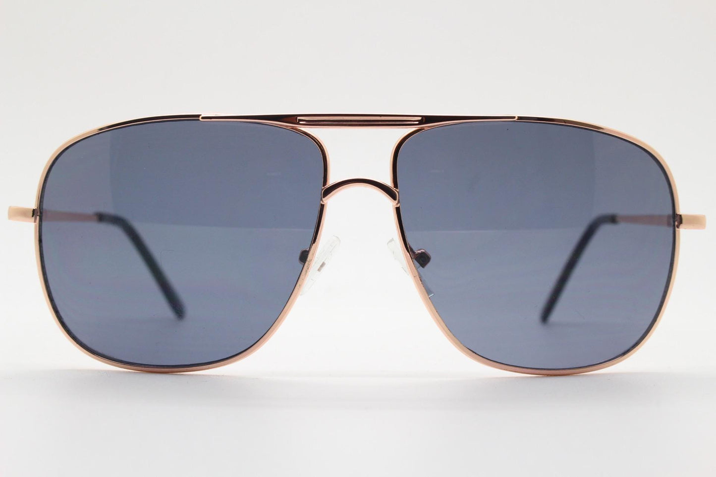 Y2K vintage square aviator sunglasses. Gold chrome metal frame 70s design aviators with black lenses. Teardrop, 2000s. Unused NOS