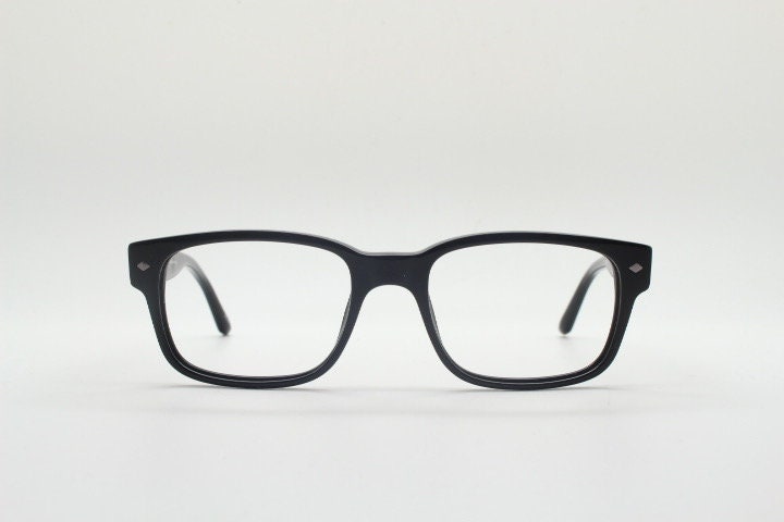 Lyle and Scott rectangular eye glasses. Classical plain black gloss 60s design optical frames. Prescription. RX Spectacles. Men mod vintage