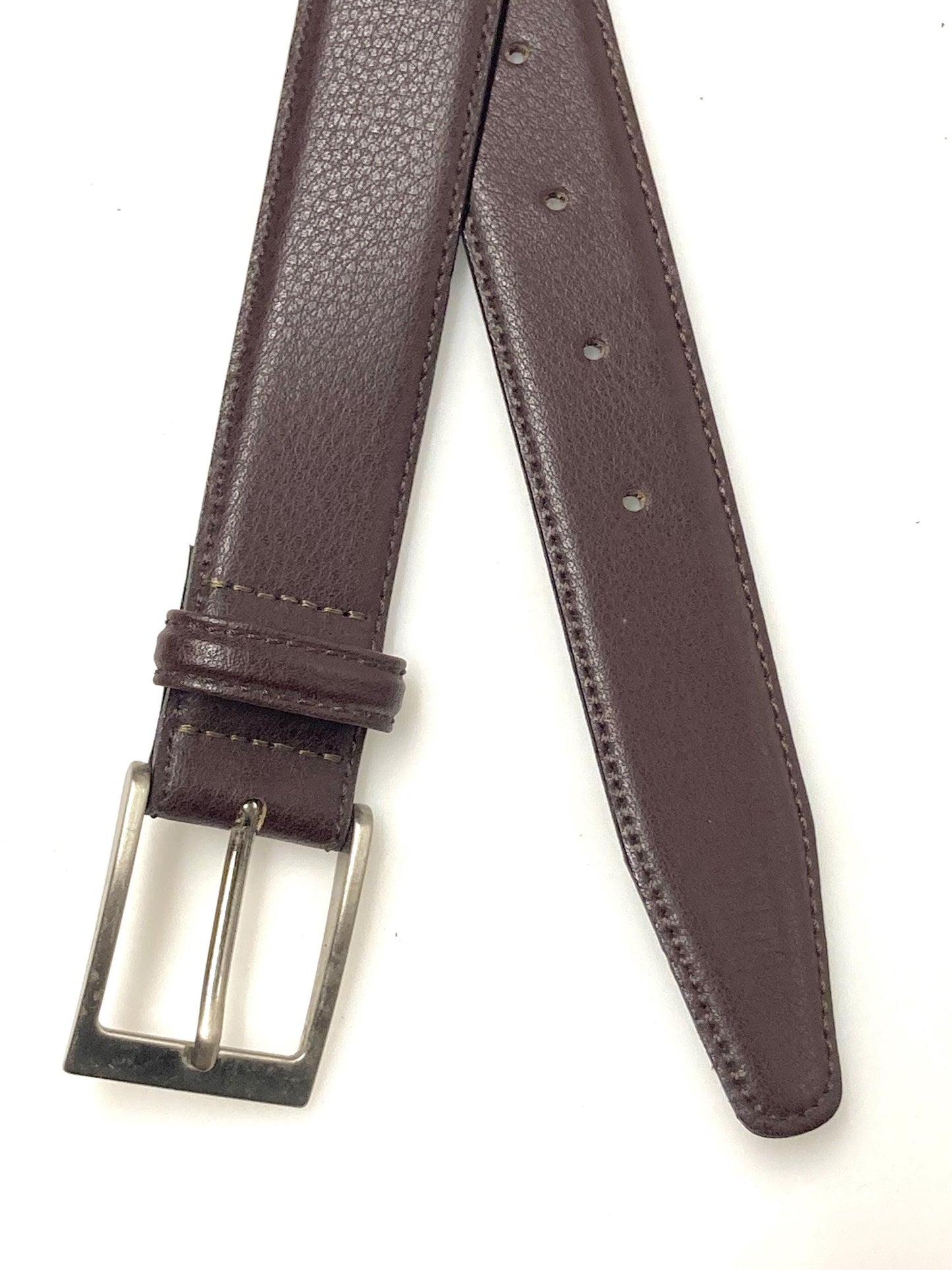 90s vintage dark brown genuine leather belt made in Italy by Dents. Real cowhide with matt textured finish for trousers or jeans. Mens NOS