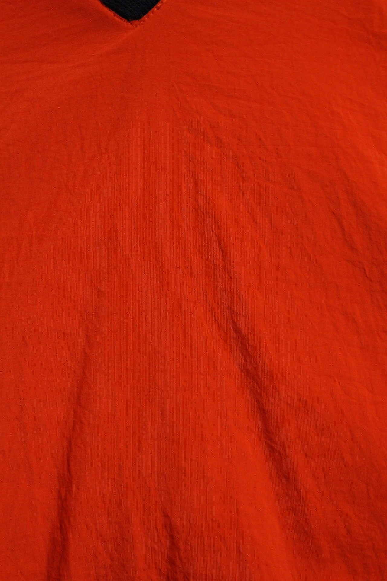Vintage 80s oversized v neck pullover. Made in England. Bright red baggy football style unisex top. Club kids jumper. Rave