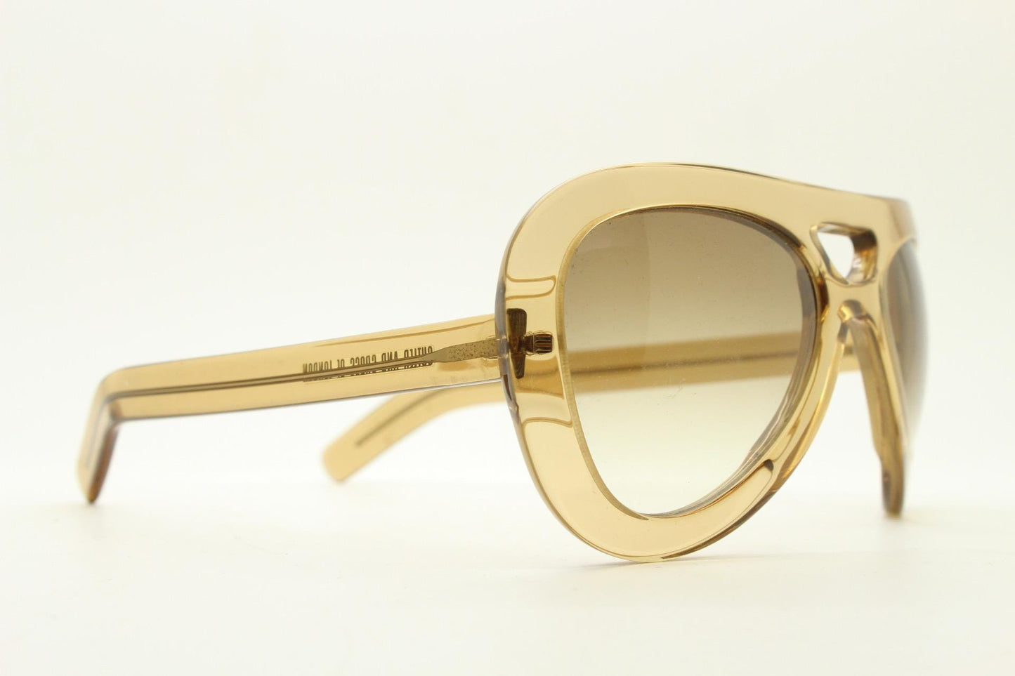 Cutler and Gross London dynamic thick frame acetate aviator. Transparent light brown with matching light tone lenses. Y2K. Vintage