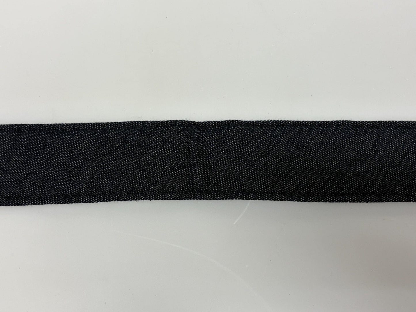 Y2K vintage womens dress belt in dark blue denim with rainbow sequins zig zag applique in neat proportions. Vegan. 2000s Unused NOS