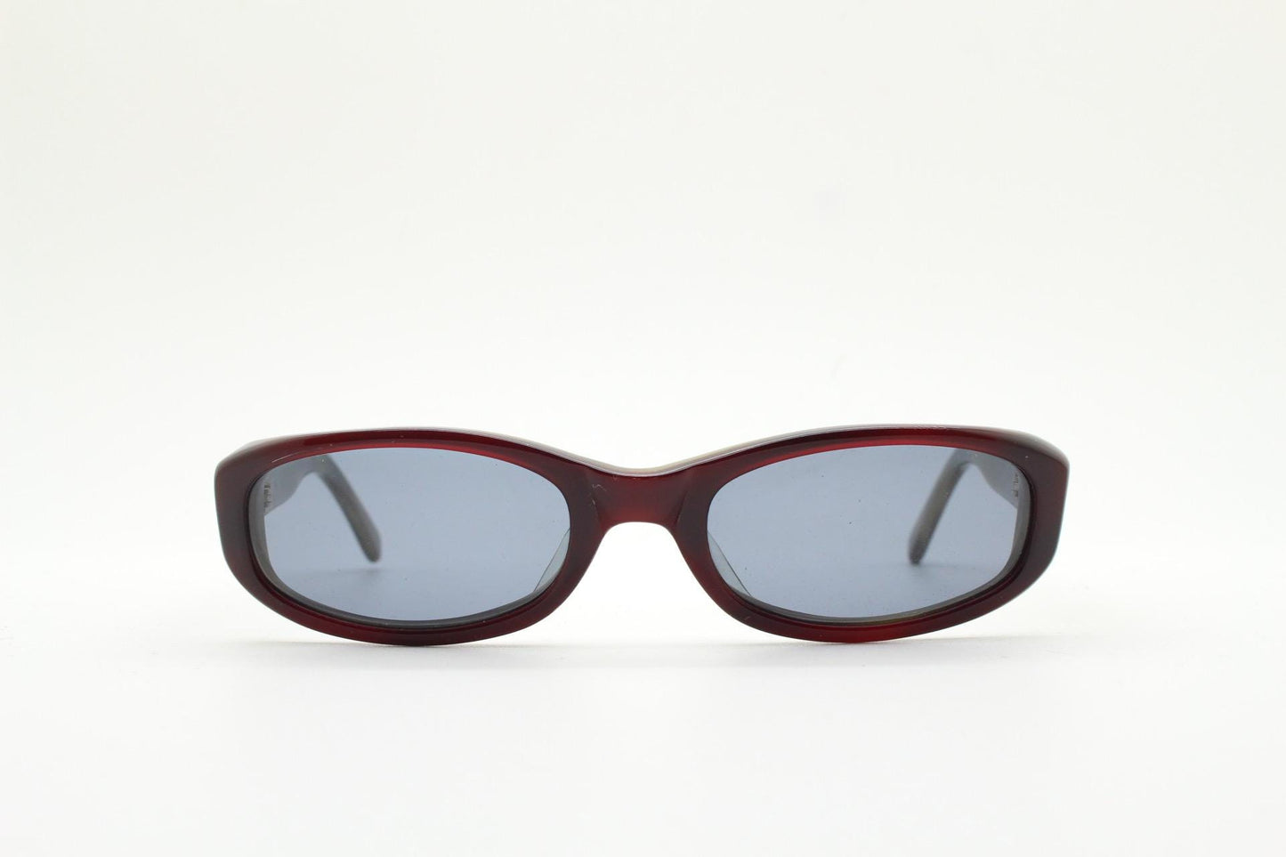 90s vintage rectangular sunglasses. Minimal low profile dark brown layered acetate frame with grey lenses. BNWT Unused NOS