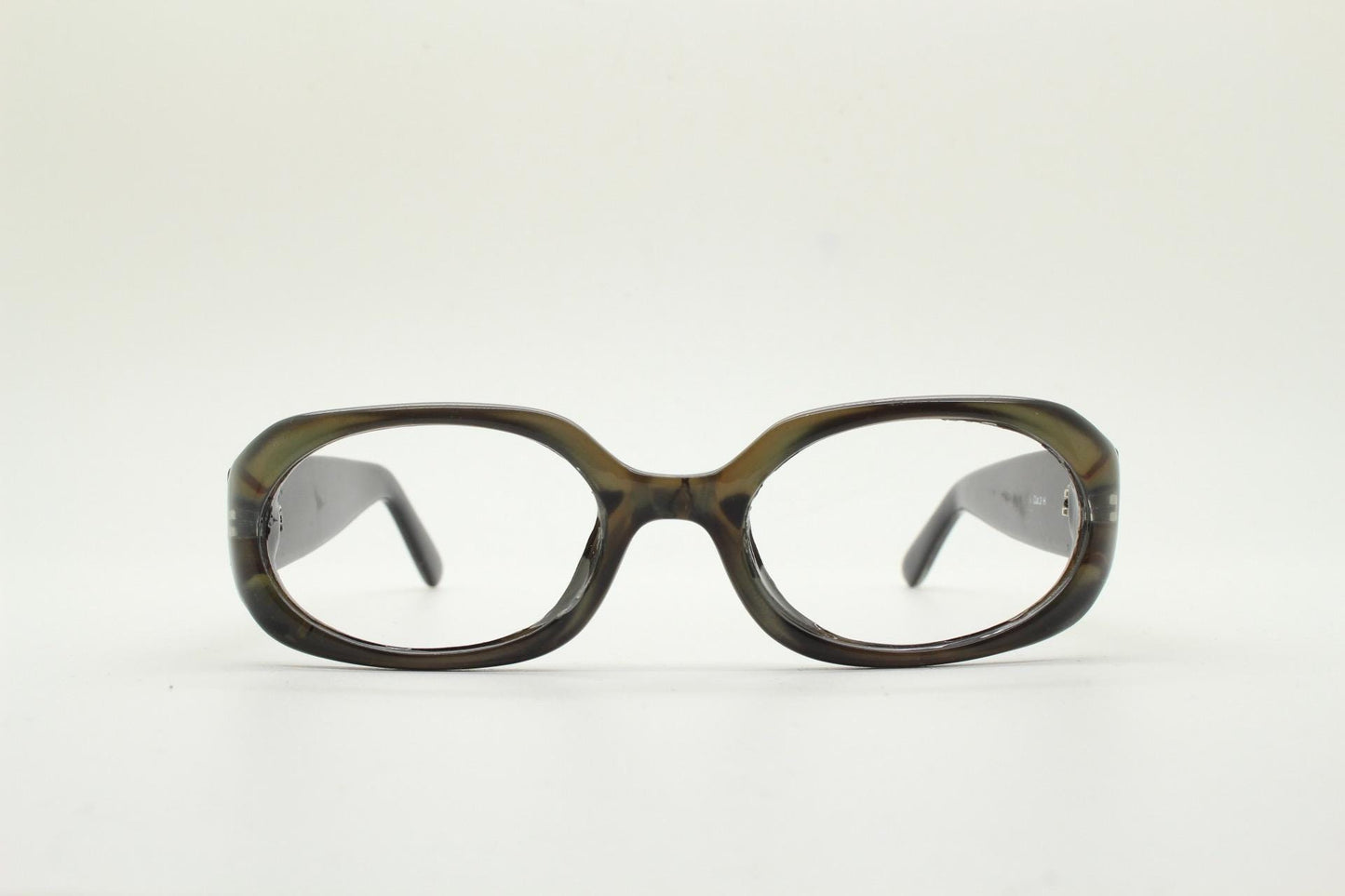 90s Vintage oval thick frame eye glasses. lustrous pearlised look acetate optical spectacles with tall arms. Prescription RX NOS