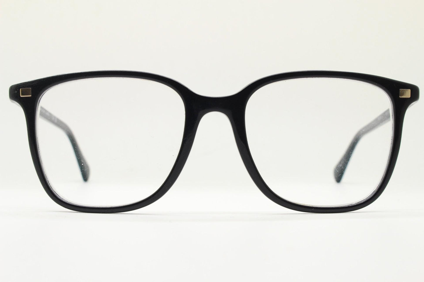 Ralph by Ralph Lauren oversized wayfarer design eye glasses. Black gloss slender acetate optical frame. Prescription eyeglasses. RX vintage