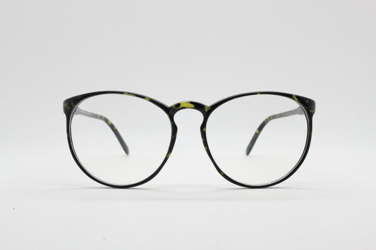 80s vintage tortoise round glasses. Slightly oversized slim optical frames. Prescription eyeglasses with clear lenses. RX spectacles
