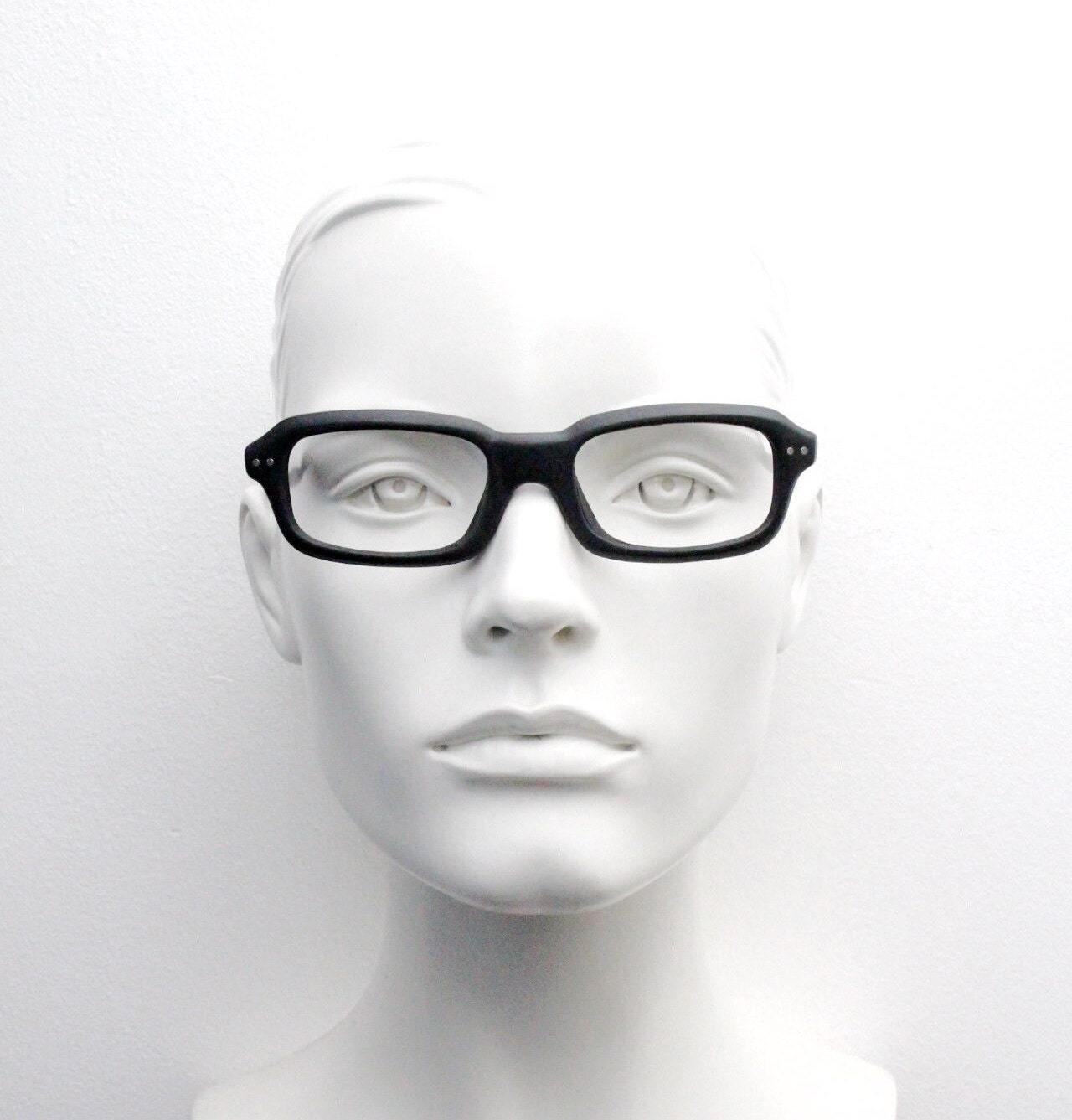 90s vintage black matt glasses. 60s design high quality rectangular optical frames. Prescription eyeglasses. RX Spectacles. BNWT NOS