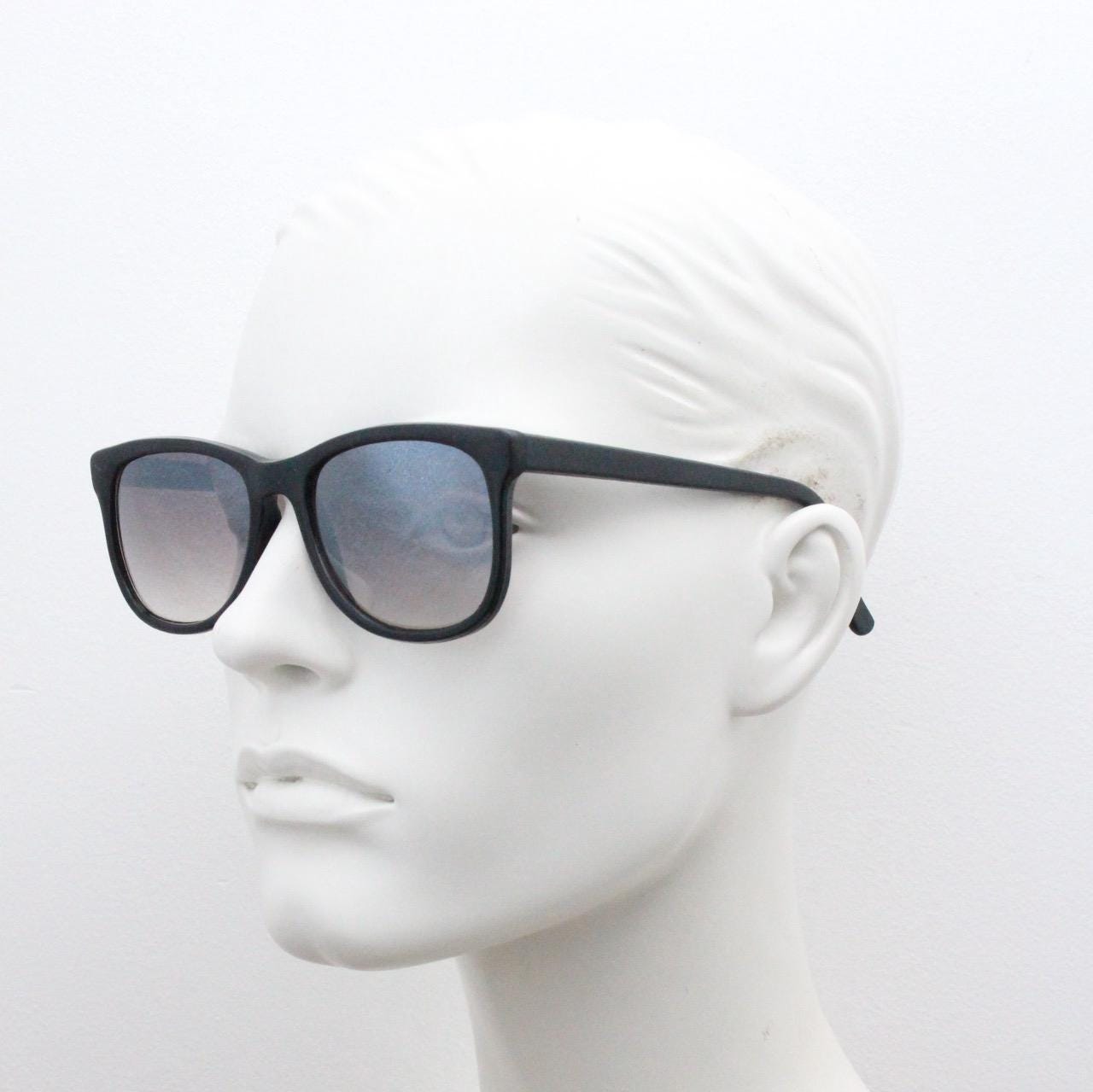 Vintage 80s thick frame black square sunglasses. All time classic design in matt and gloss combo with slight mirror glaze lenses. NOS