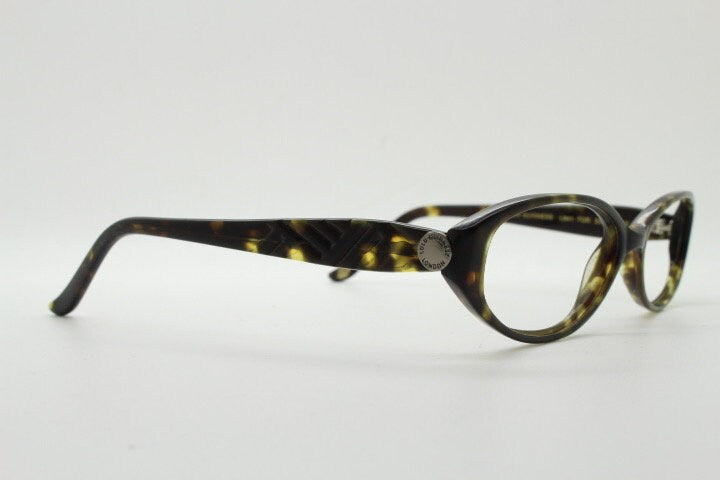 Lulu Guinness vintage oval eye glasses. Dark tortoise low profile optical frames. Prescription eyeglasses. RX spectacles