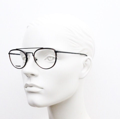 Missoni 90s vintage oval panto eye glasses made in Italy. Black matt alutanium optical frames with tortoise inserts. Prescription RX. NOS