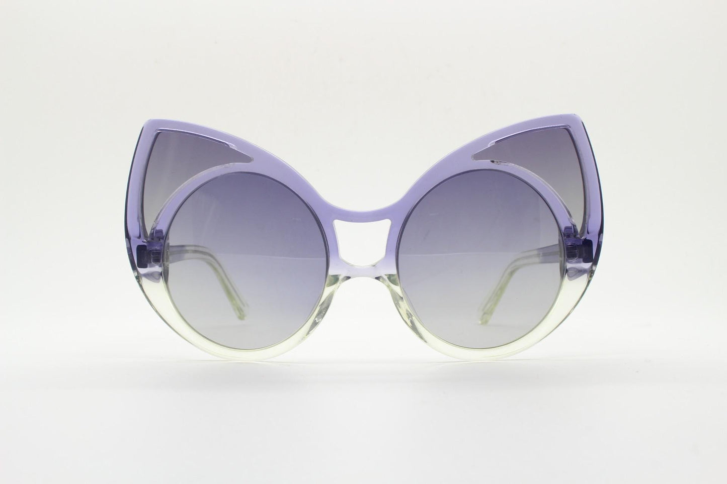 Linda Farrow huge cat eye sunglasses. Purple version of the true original that caused a million copies. Khaleda + Fahad Projects Vintage NOS