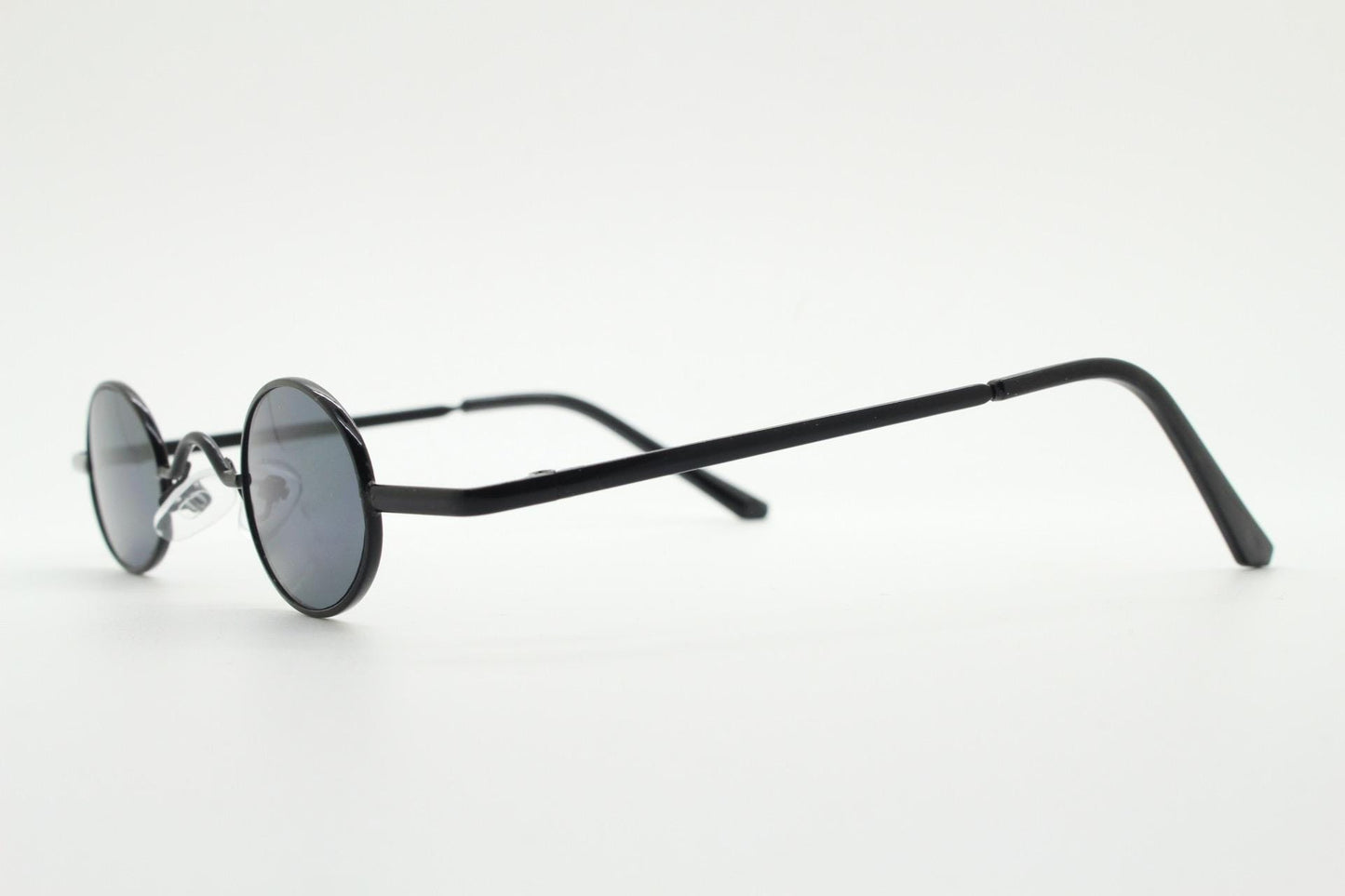 90s vintage small oval sunglasses. Imposing minimal black gloss metal victorian style frame. Steampunk. Unused BNWT