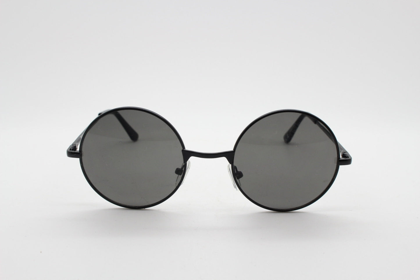 90s round vintage sunglasses. Small black metal frame with black lenses. 1920's style. John Lennon. Gojo Satoru. NOS