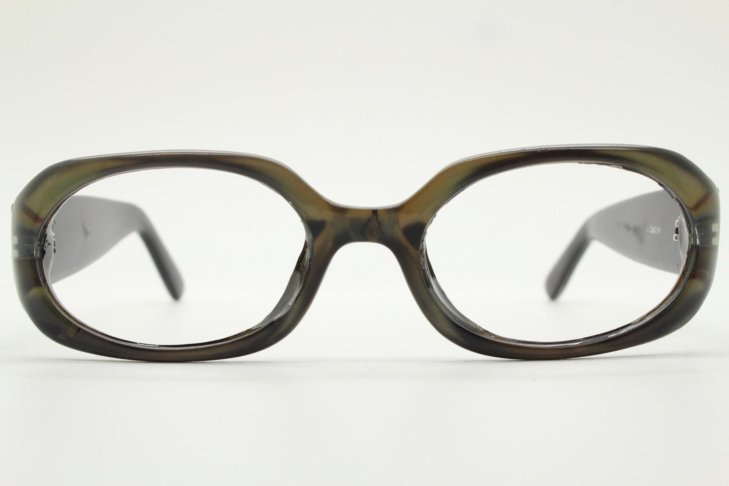 90s Vintage oval thick frame eye glasses. lustrous pearlised look acetate optical spectacles with tall arms. Prescription RX NOS