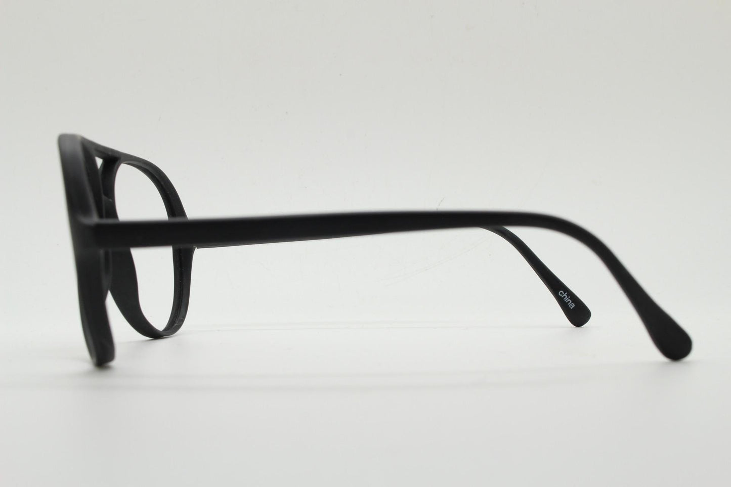 70s vintage classic aviator eye glasses. Plain black matt optical frames in excellent proportions. Prescription eyeglasses. RX. NOS