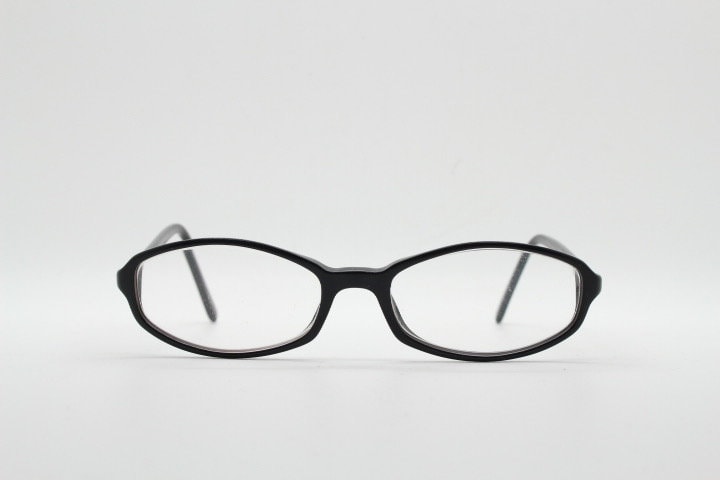 Emporio Armani oval eye glasses model 646 made in Italy. Black gloss acetate slim optical frames. Prescription eyeglasses. RX spectacles