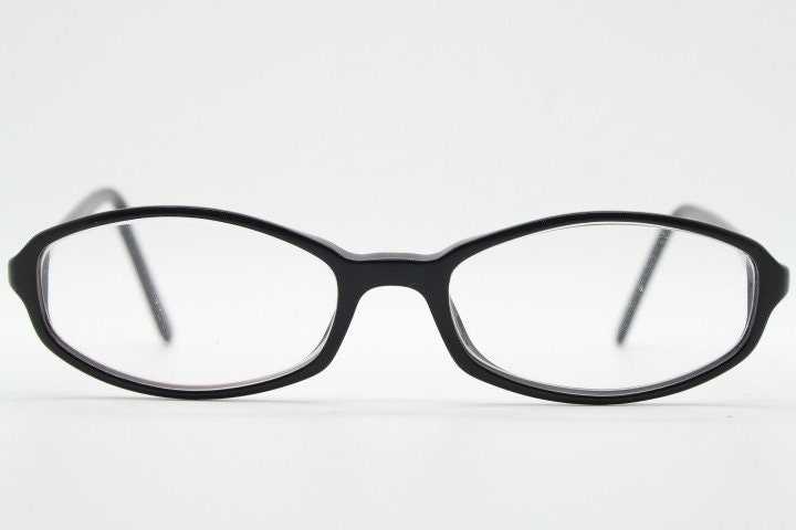 Emporio Armani oval eye glasses model 646 made in Italy. Black gloss acetate slim optical frames. Prescription eyeglasses. RX spectacles