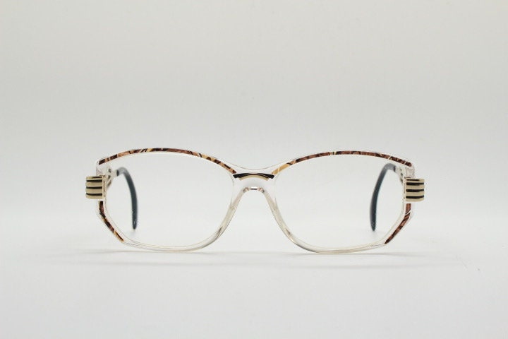 Cazal 90s vintage angular eye glasses made in Germany. Low profile crystal optical frames with detailed arms. Prescription eyeglasses. RX