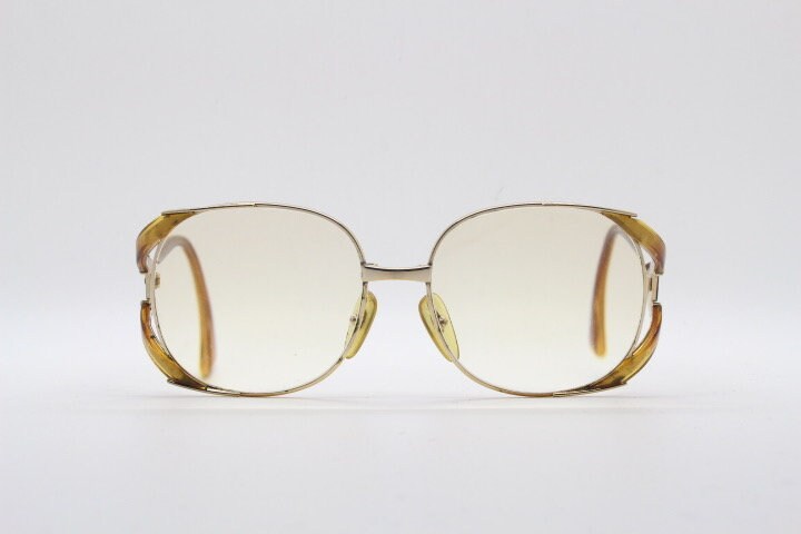 Christian Dior 70s vintage round eyeglasses model 2524 made in Germany from Optyl. Transparent brown optical frame. Prescription eyeglasses