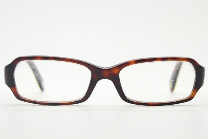 Tiffany and Co rectangular eye glasses. Luxury low profile tortoise acetate optical frames. Prescription eyeglasses. RX vintage spectacles