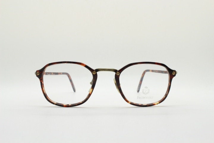 Faconnable 90s vintage rectangular eye glasses model Cliftland. Vibrant tortoise gloss acetate optical frame. Prescription. RX spectacles