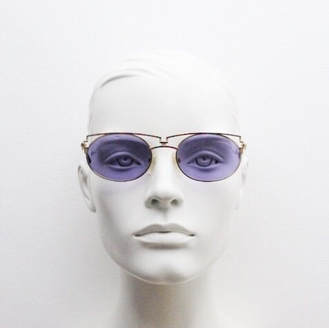 Cazal 90s vintage sunglasses made in Germany. Dynamic multi colour enamelled frame with custom ordered unique purple lenses