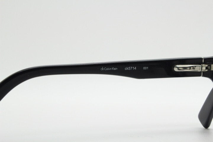 Calvin Klein rectangular glasses model 5714. Black gloss low profile acetate optical frames. Prescription eyeglasses. RX vintage spectacles