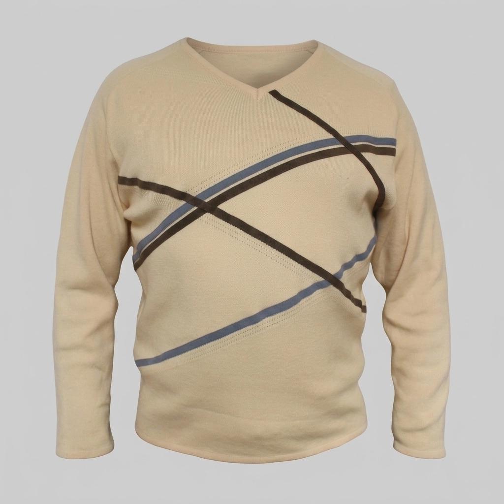 Gabicci vintage cotton knit argyle jumper in yellow with brown stripes. Mens crew neck sweater. BNWT. Round neck pullover