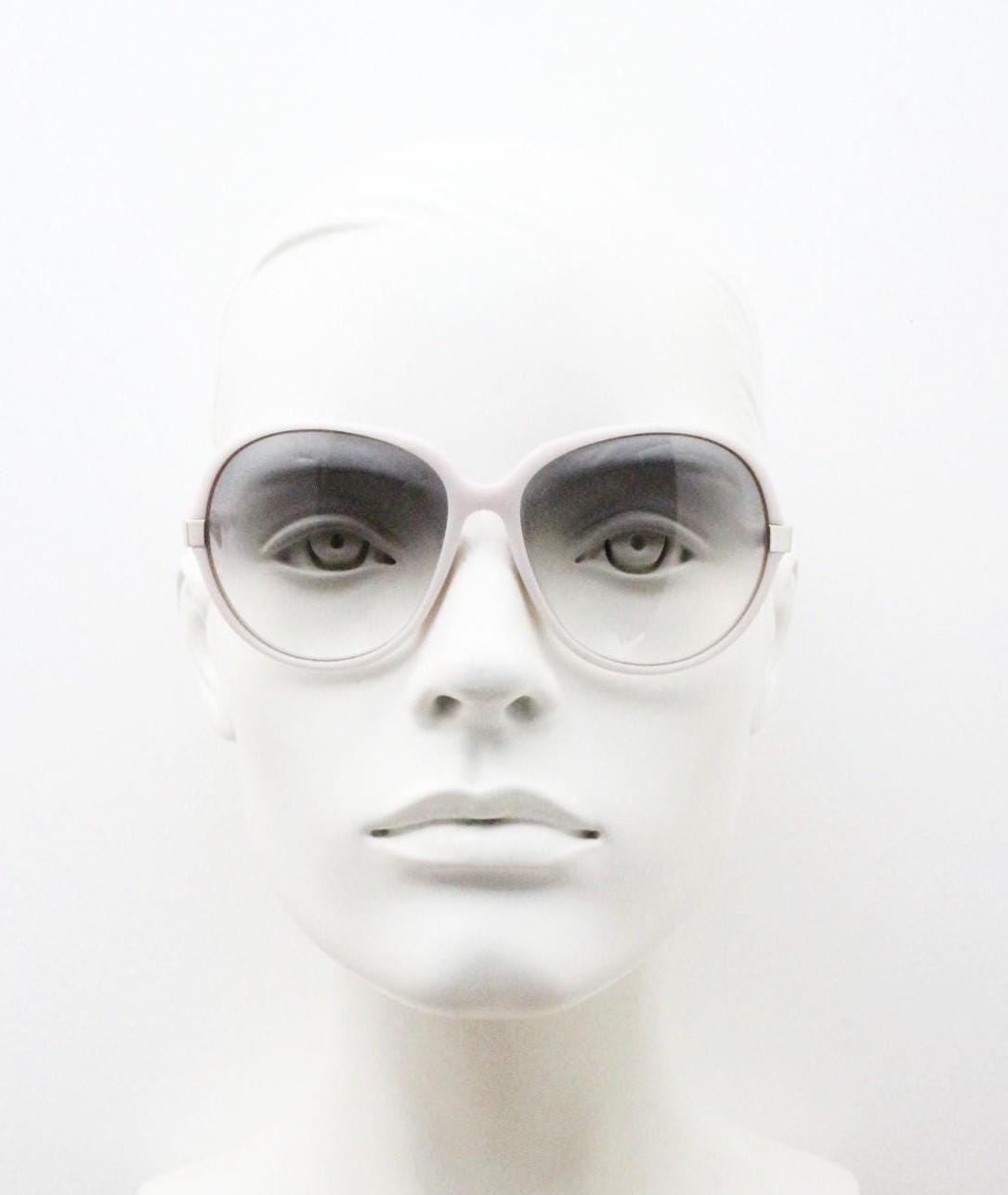 Costume National 70s design sunglasses made in Italy. Womens big white acetate frame with smoky graduating lenses. Y2k vintage